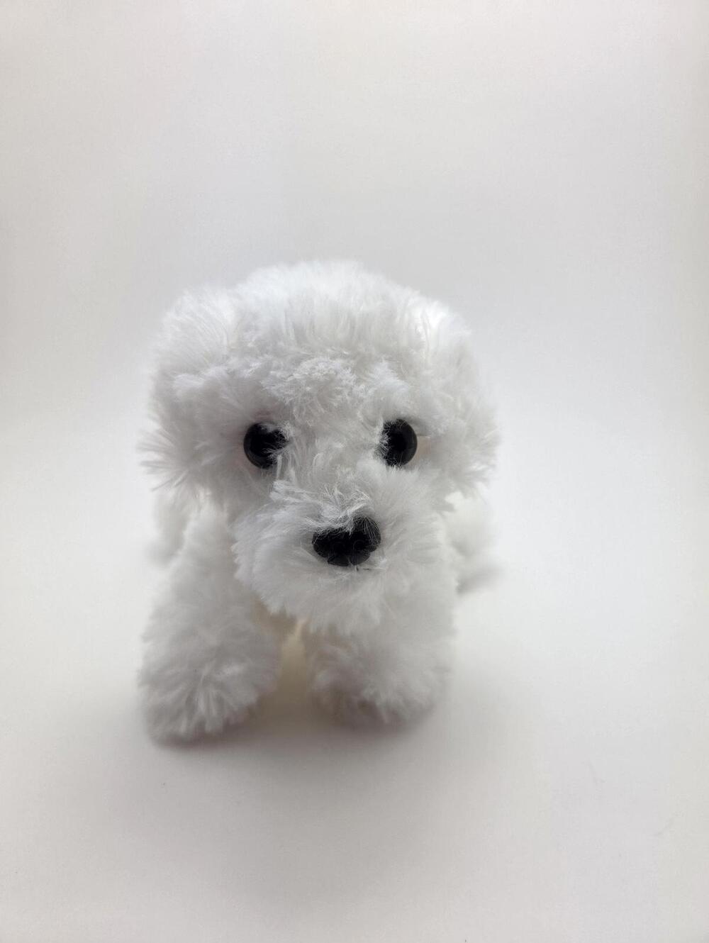 Aurora Bichon Frise White Dog Green Scarf - Vintage Soft Plush (6 inch)